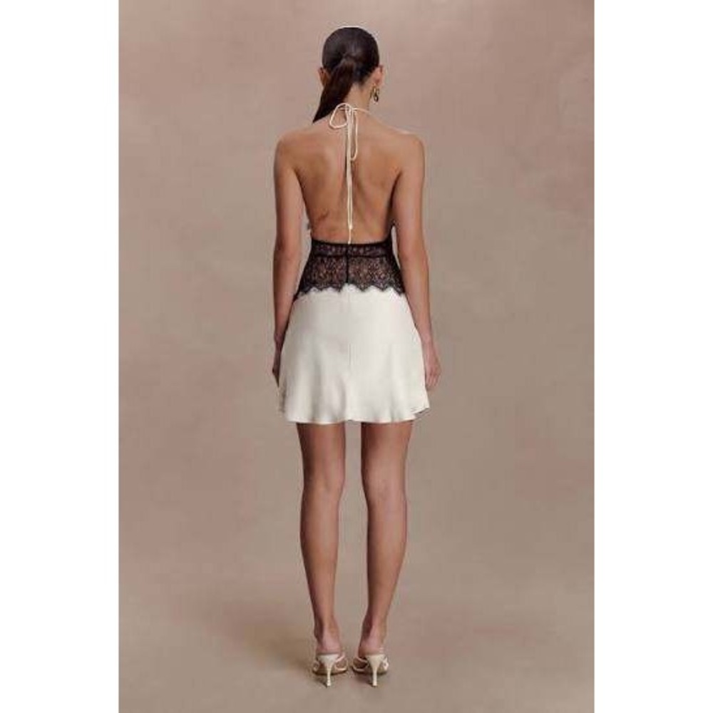 Meshki Dinah Lace and Satin Mini Dress Black Ivory XXS New With Tags - Picture 3 of 6